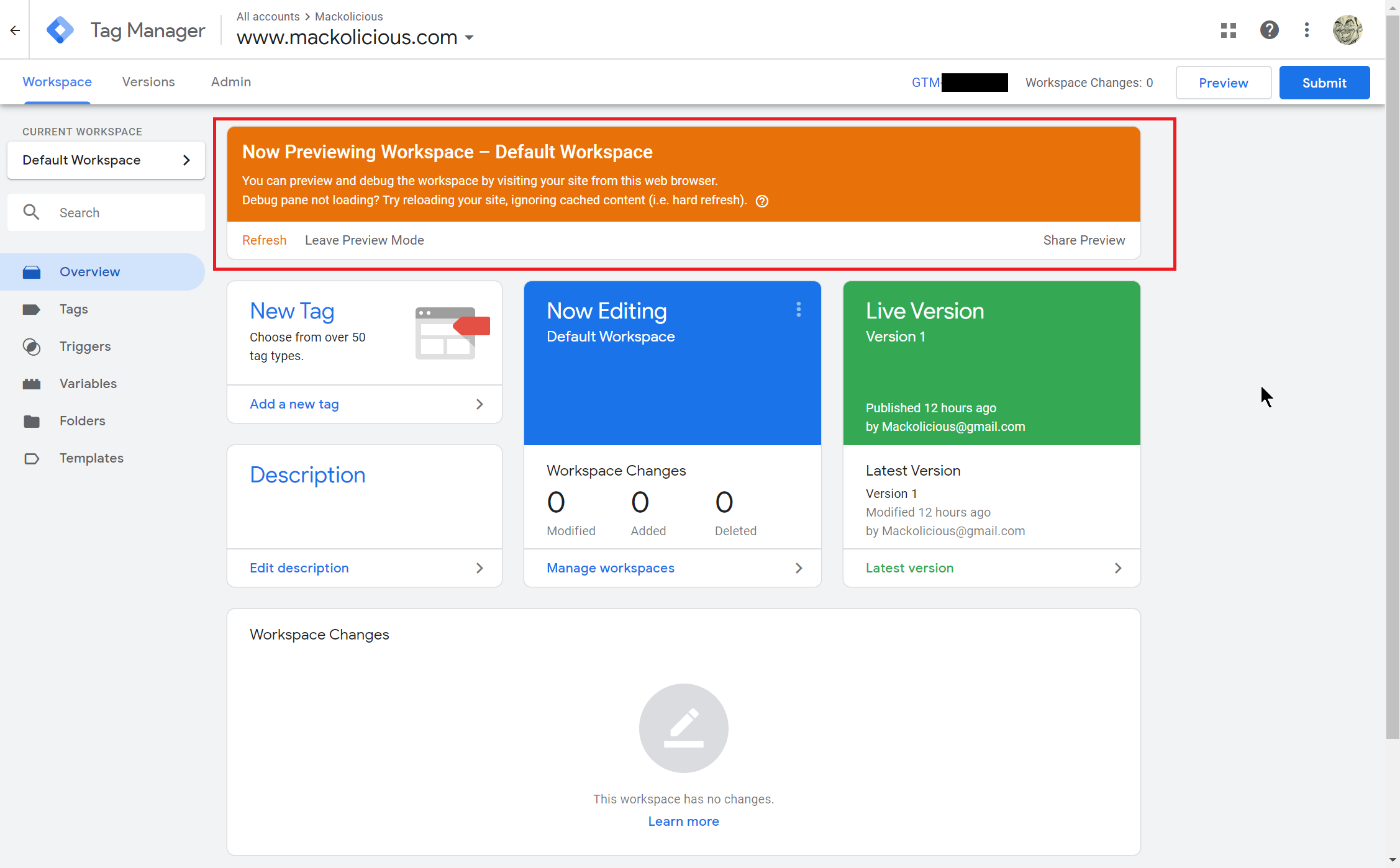 Google tag manager preview mode