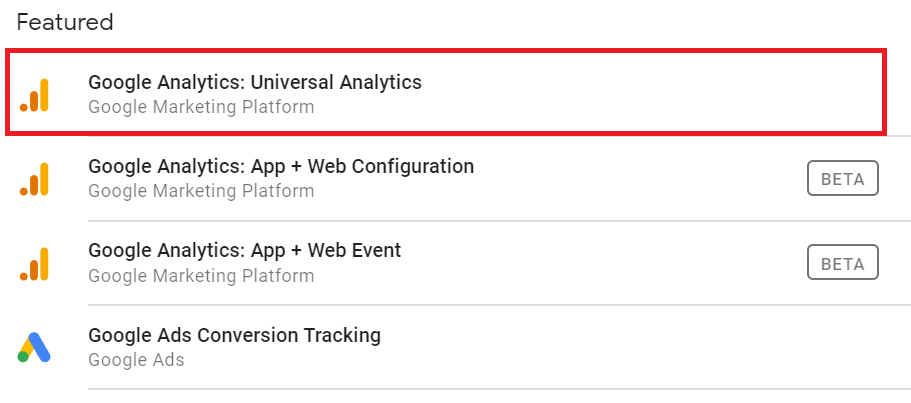 Google analytics tag selector