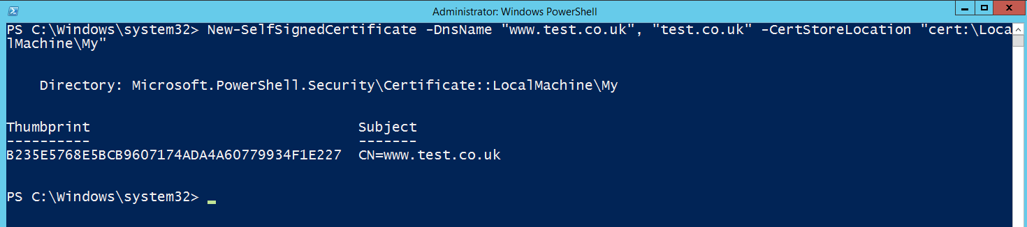 New Certificate Command