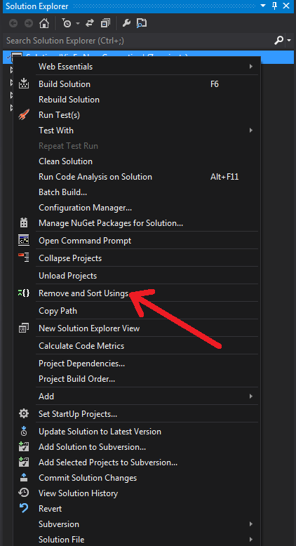 Remove and sort context menu