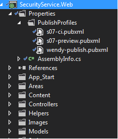 Visual Studio publish profiles