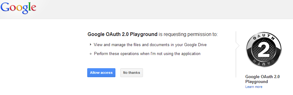 OAuth 2.0 Playground